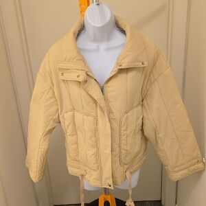 NWOT Quilted Cream Puffer Jacket with Front Pockets